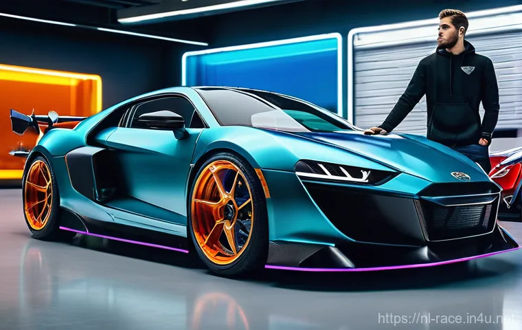 오픈월드 레이싱게임 - **Prompt:** A highly detailed and photorealistic image of a sleek, modern European sports car, perha...