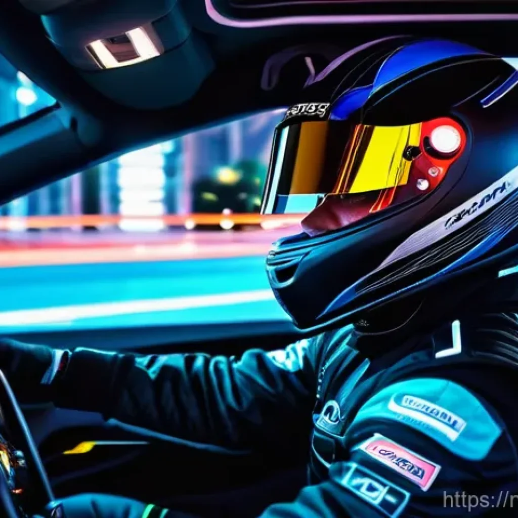 레이싱게임 사운드트랙 - **Prompt:** A highly immersive, close-up shot of a professional race car driver, male or female, in ...
